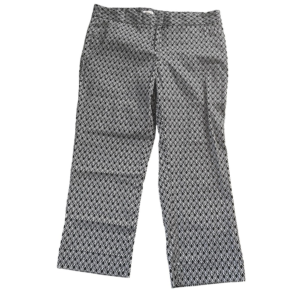 Laundry by Shelli Segal Size 10 Geometric Black White Pants Straight Leg Crop